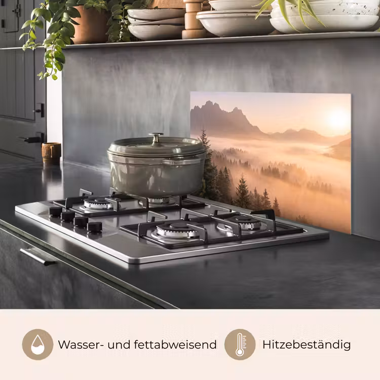 Zonlicht - Mist - Bergen - Bomen keuken achterwand spatscherm klein -usp_DE