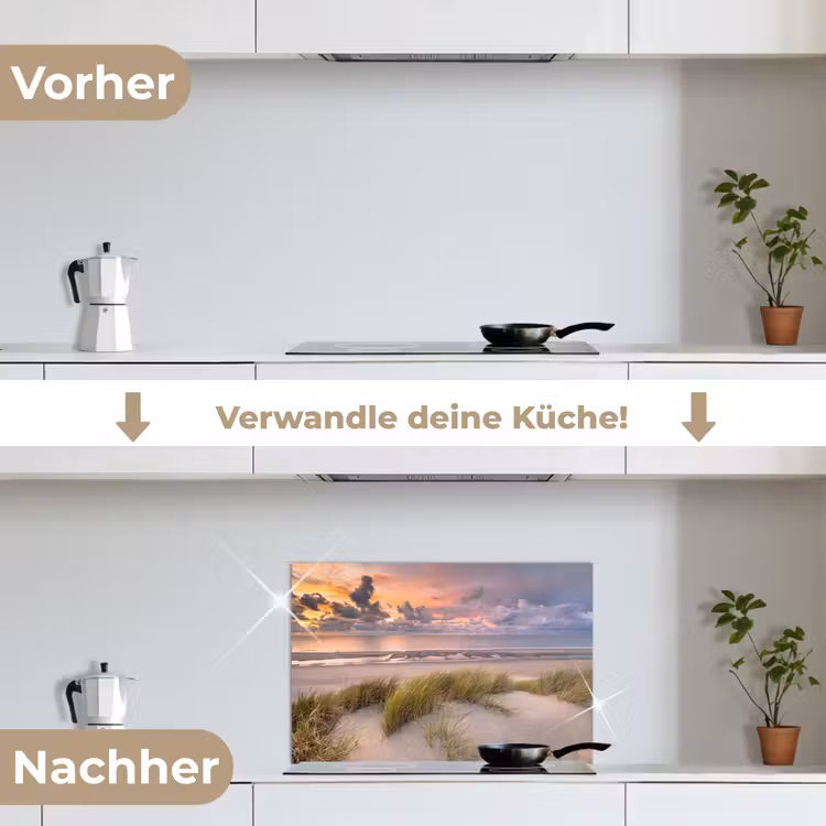 Zonsondergang - Duin - Strand - Planten - Zee keuken achterwand spatscherm klein -voor_na_DE
