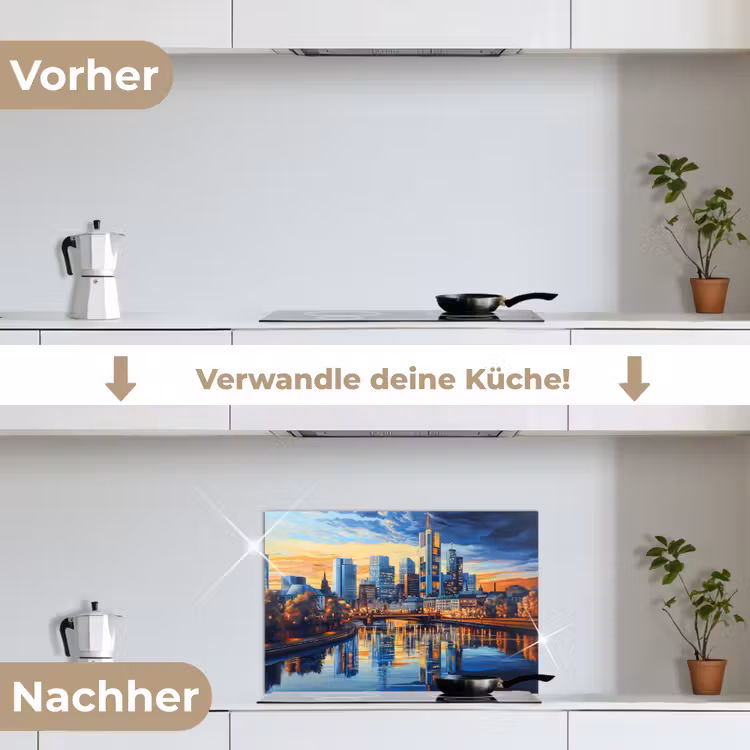 Zonsondergang Frankfurt - Stad - Skyline - Water keuken achterwand spatscherm klein -voor_na_DE