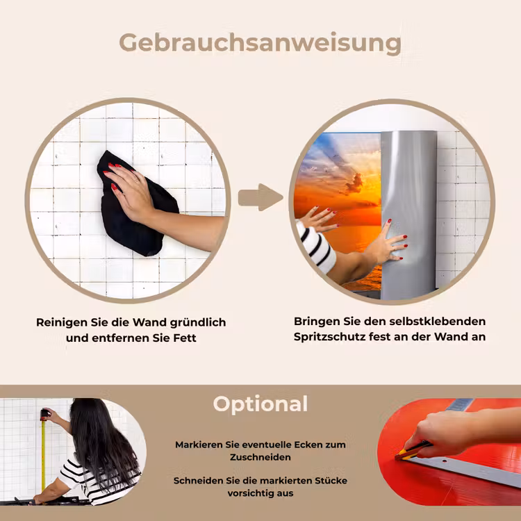 Zonsondergang - Zee - Lucht - Oranje - Horizon - Water keuken achterwand spatscherm klein -gebruiksaanwijzing_DE