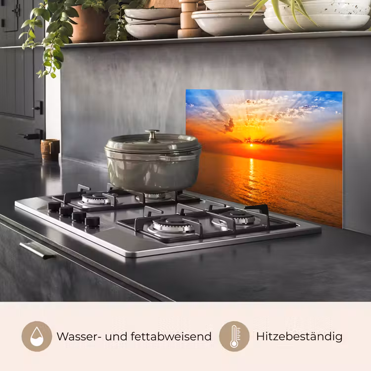 Zonsondergang - Zee - Lucht - Oranje - Horizon - Water keuken achterwand spatscherm klein -usp_DE