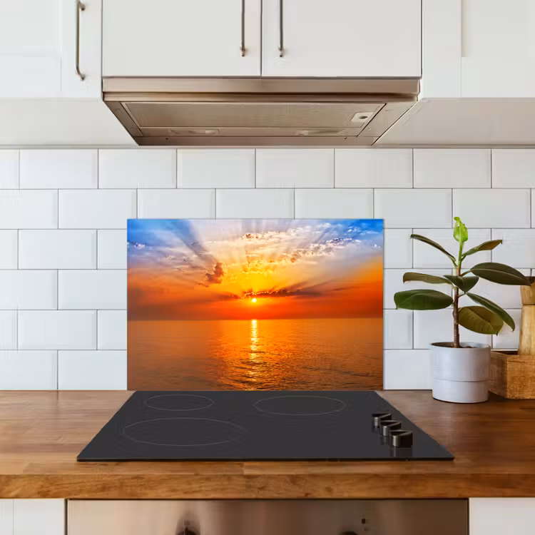 Zonsondergang - Zee - Lucht - Oranje - Horizon - Water keuken achterwand spatscherm klein -sfeer2