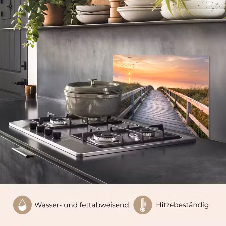 Zonsonderang - Zee - Pad - Gras - Duin - Vogels keuken achterwand spatscherm klein -usp_DE
