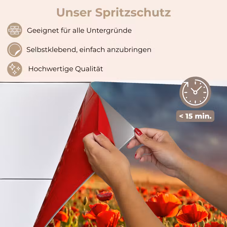 Zonsondergang - Klaprozen - Rood - Bloemen - Veld - Natuur keuken achterwand spatscherm klein -spatscherm_DE