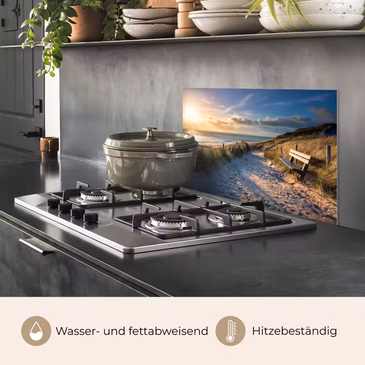 Zonsondergang - Strand - Duin - Gras - Bank keuken achterwand spatscherm klein -usp_DE