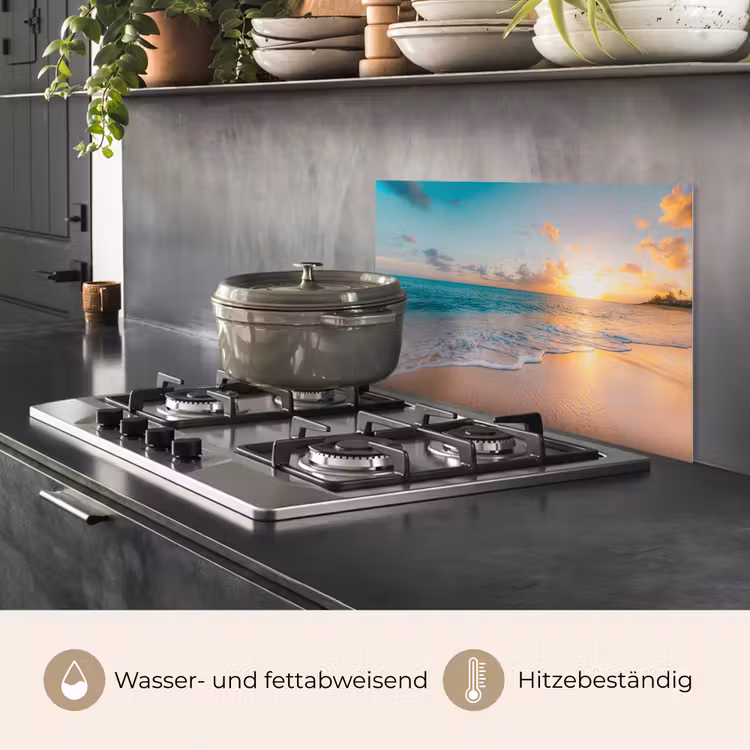 Zonsondergang - Strand - Zee - Zomer - Blauw keuken achterwand spatscherm klein -usp_DE