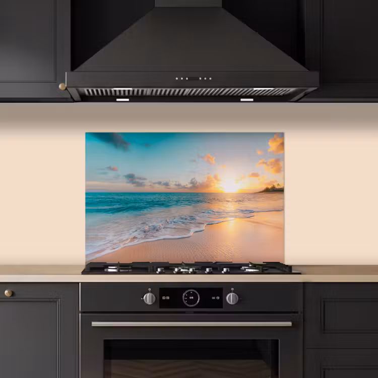 Zonsondergang - Strand - Zee - Zomer - Blauw keuken achterwand spatscherm klein -sfeer1