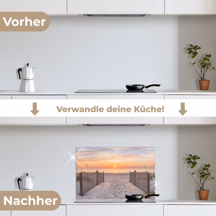 Zonsondergang - Strand - Zand keuken achterwand spatscherm klein -voor_na_DE