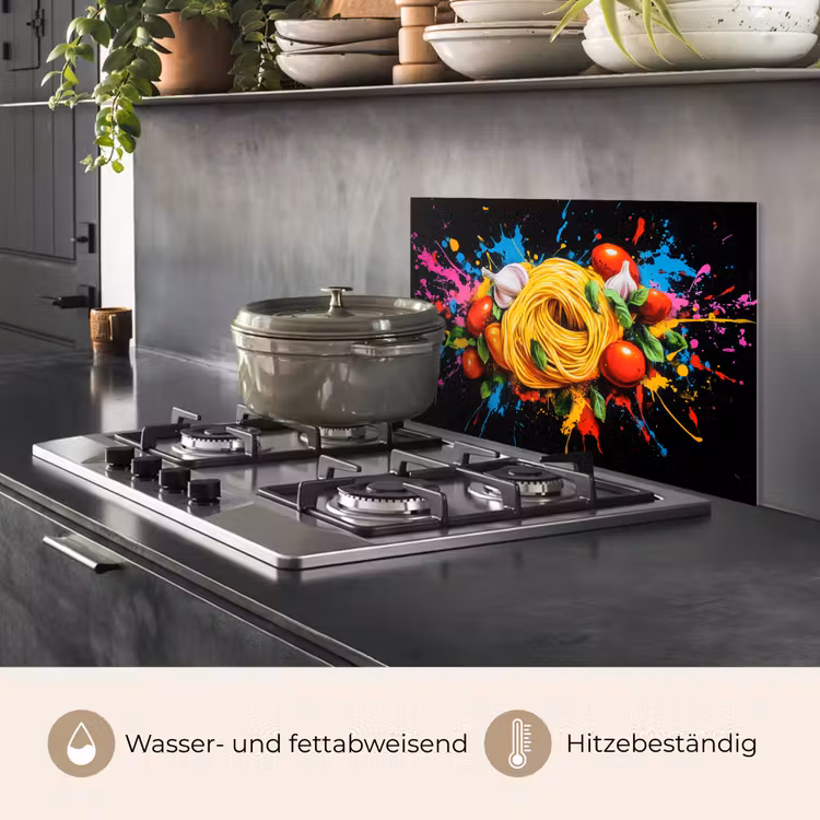Spaghetti - Graffiti - Verf - Kleurrijk - Eten - Modern keuken achterwand spatscherm klein -usp_DE