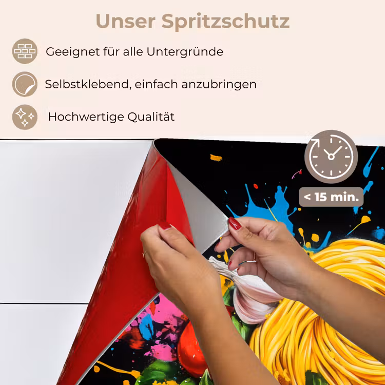 Spaghetti - Graffiti - Verf - Kleurrijk - Eten - Modern keuken achterwand spatscherm klein -spatscherm_DE