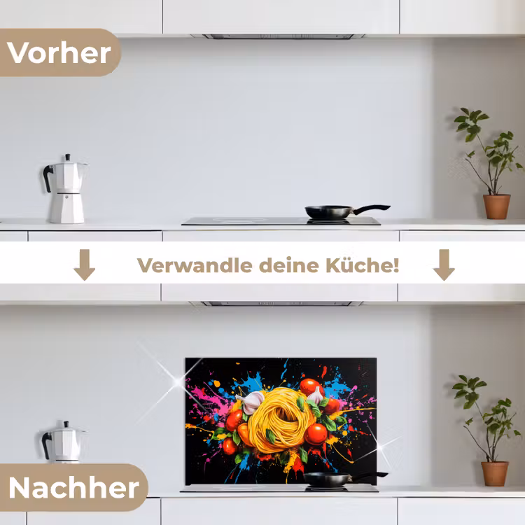 Spaghetti - Graffiti - Verf - Kleurrijk - Eten - Modern keuken achterwand spatscherm klein -voor_na_DE