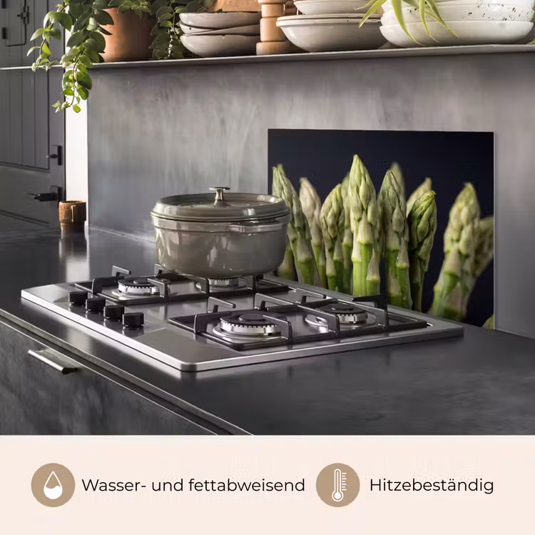 Asperges - Groen - Zwart keuken achterwand spatscherm klein -usp_DE