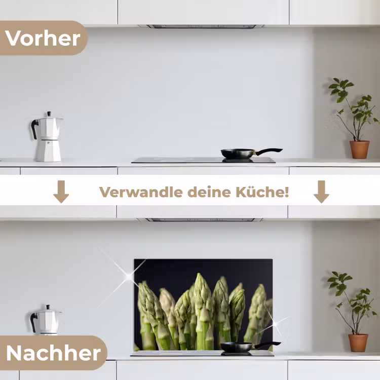 Asperges - Groen - Zwart keuken achterwand spatscherm klein -voor_na_DE