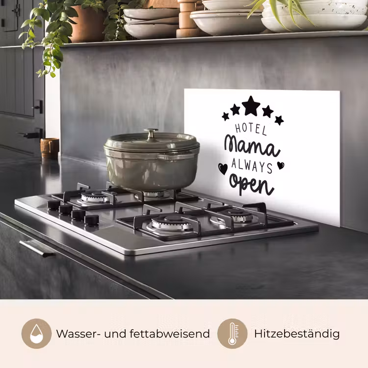 Spreuken - Hotel mama always open - Mama - Quotes keuken achterwand spatscherm klein -usp_DE