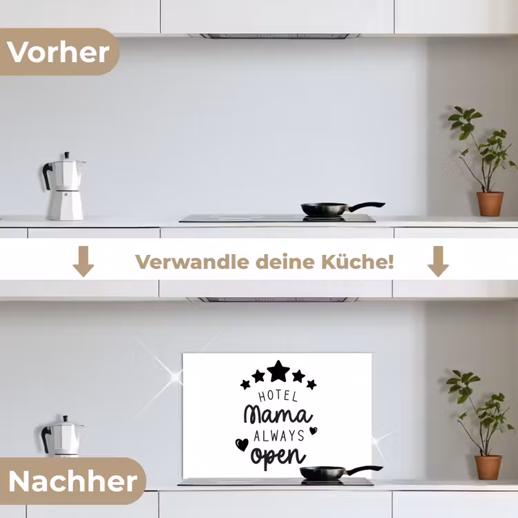 Spreuken - Hotel mama always open - Mama - Quotes keuken achterwand spatscherm klein -voor_na_DE