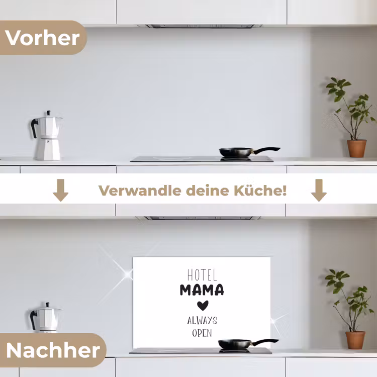 Spreuken - Hotel mama always open - Quotes - Mama keuken achterwand spatscherm klein -voor_na_DE