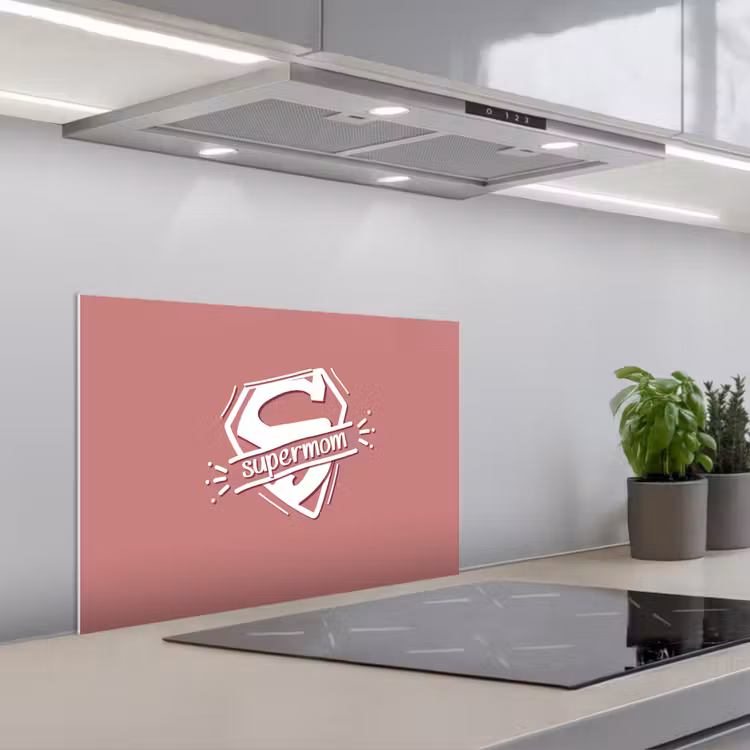 Spreuken - Supermom - Moeder - Quotes keuken achterwand spatscherm klein -3d_schuin