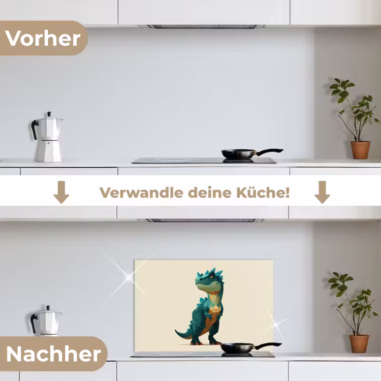 Stekels - Dino - Blauw - Gespierd keuken achterwand spatscherm klein -voor_na_DE