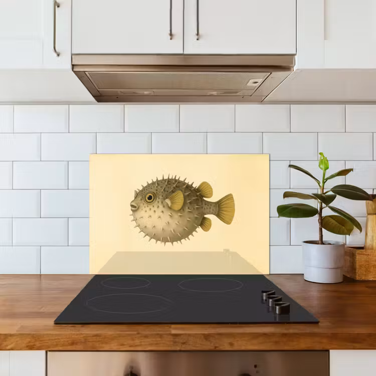 Stekels - Vis - Opgeblazen - Bruin keuken achterwand spatscherm klein -sfeer2
