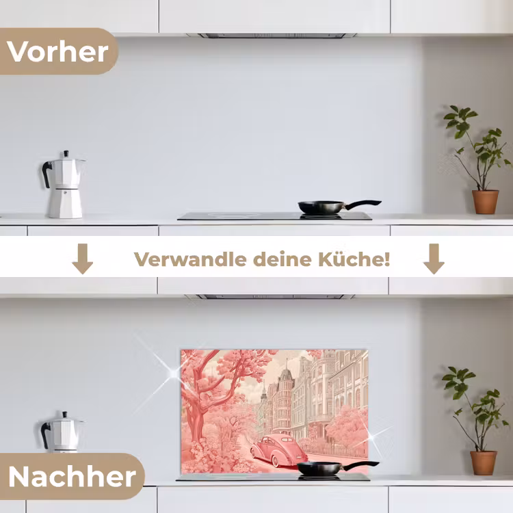 City - Car - Pink keuken achterwand spatscherm klein -voor_na_DE