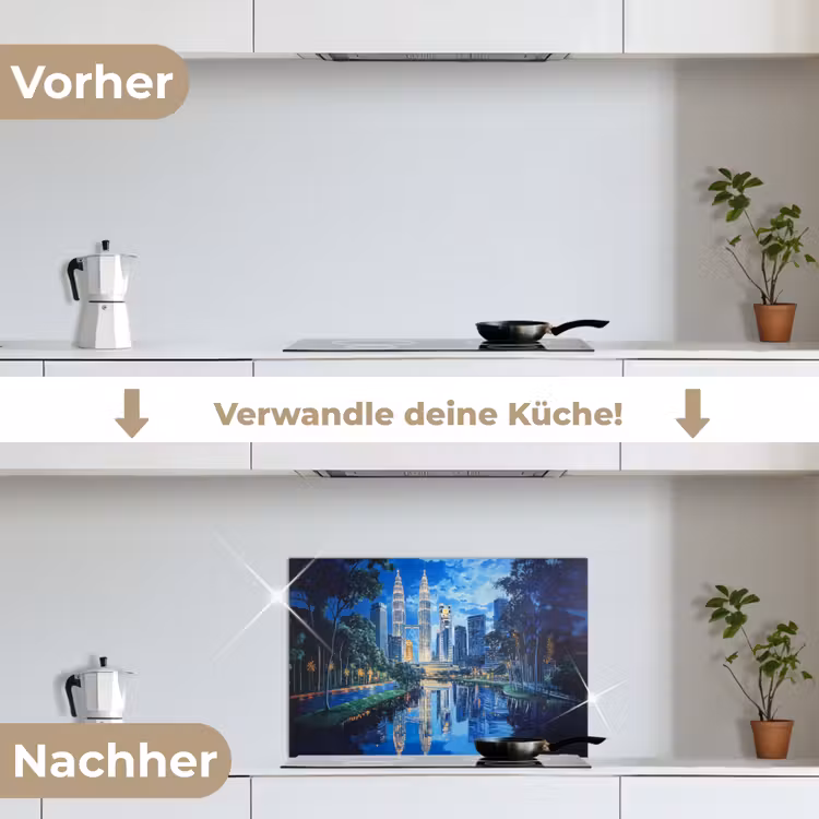 Stad Kuala Lumpur - Skyline - Wolkenkrabbers - Water keuken achterwand spatscherm klein -voor_na_DE