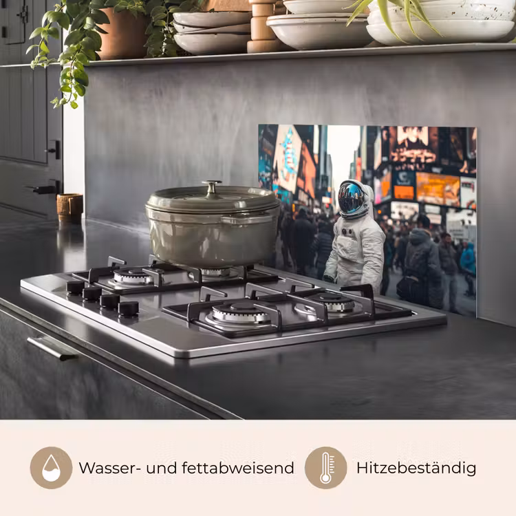 Stad - Mensen - Astronaut - Wit keuken achterwand spatscherm klein -usp_DE