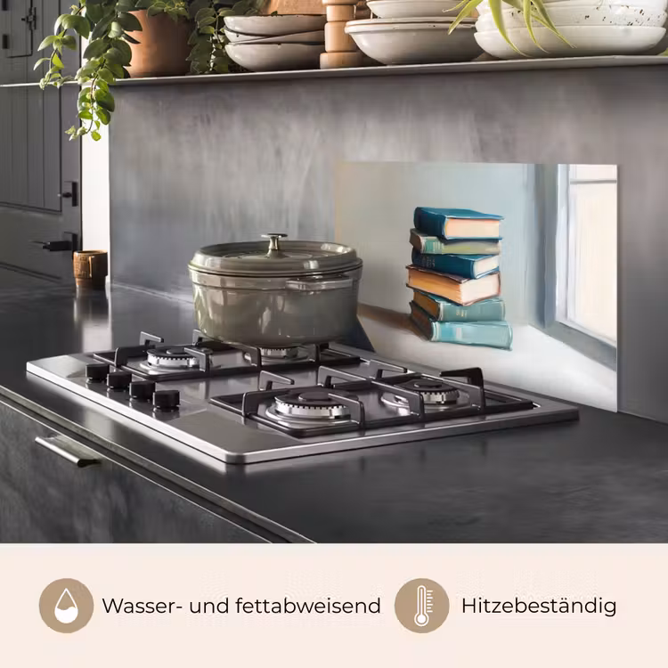 Stapel - Boeken - Groen - Daglicht keuken achterwand spatscherm klein -usp_DE