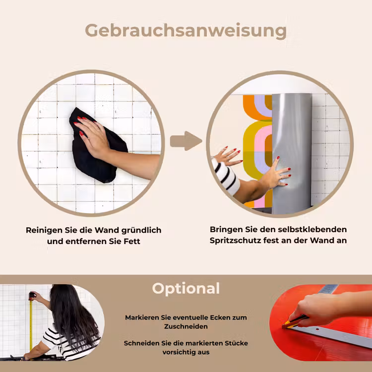 Stapel - Vormen - Geblokt - Oranje keuken achterwand spatscherm klein -gebruiksaanwijzing_DE