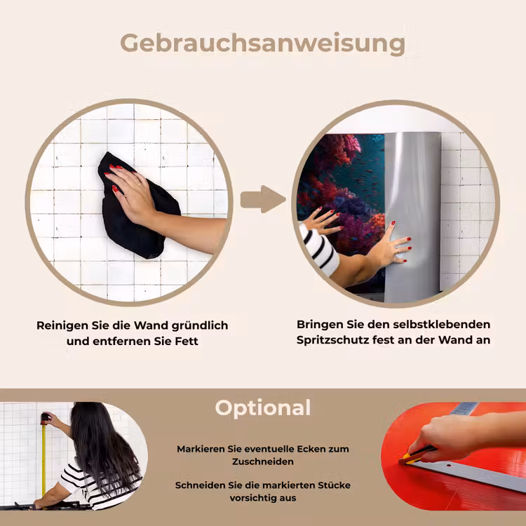 Standbeeld - Zeebodem - Koraal - Kleurrijk keuken achterwand spatscherm klein -gebruiksaanwijzing_DE