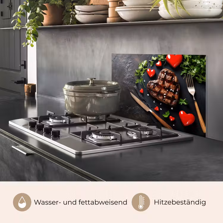 Steak - Hart - Bestek keuken achterwand spatscherm klein -usp_DE