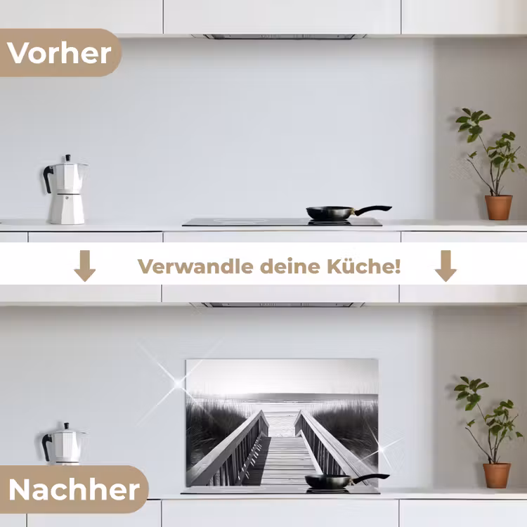 Loopbrug - Hout - Strand - Zee keuken achterwand spatscherm klein -voor_na_DE