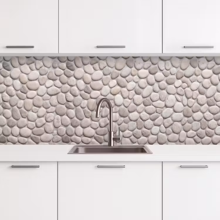 Steen - Kiezel - Natuur - Minimalistisch - Beige keuken achterwand 2 middel -3d