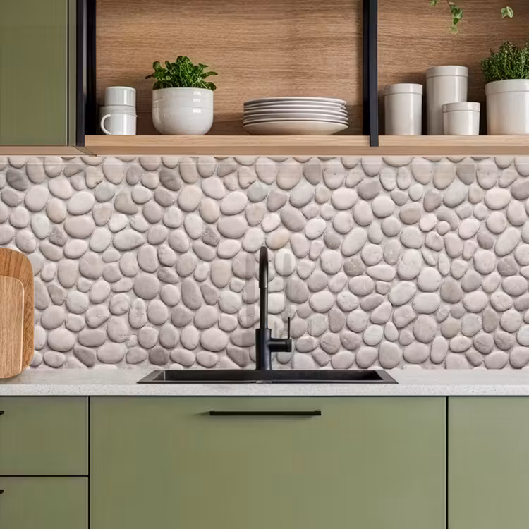 Steen - Kiezel - Natuur - Minimalistisch - Beige keuken achterwand 2 middel -sfeer3