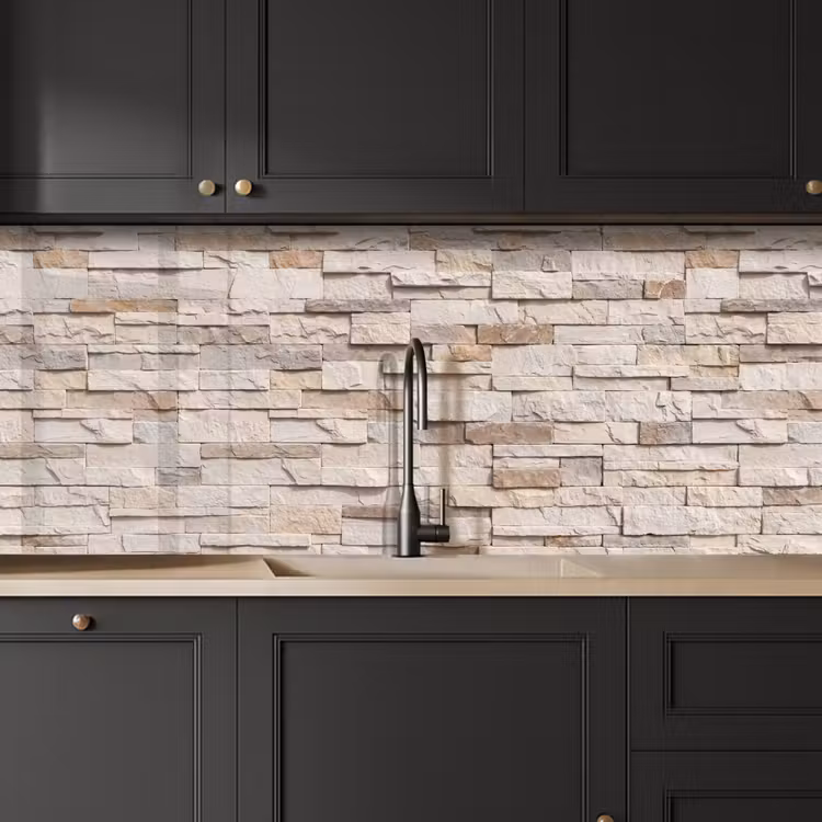 Steen - Muur - Textuur - Rustiek - Beige keuken achterwand 2 middel -sfeer1