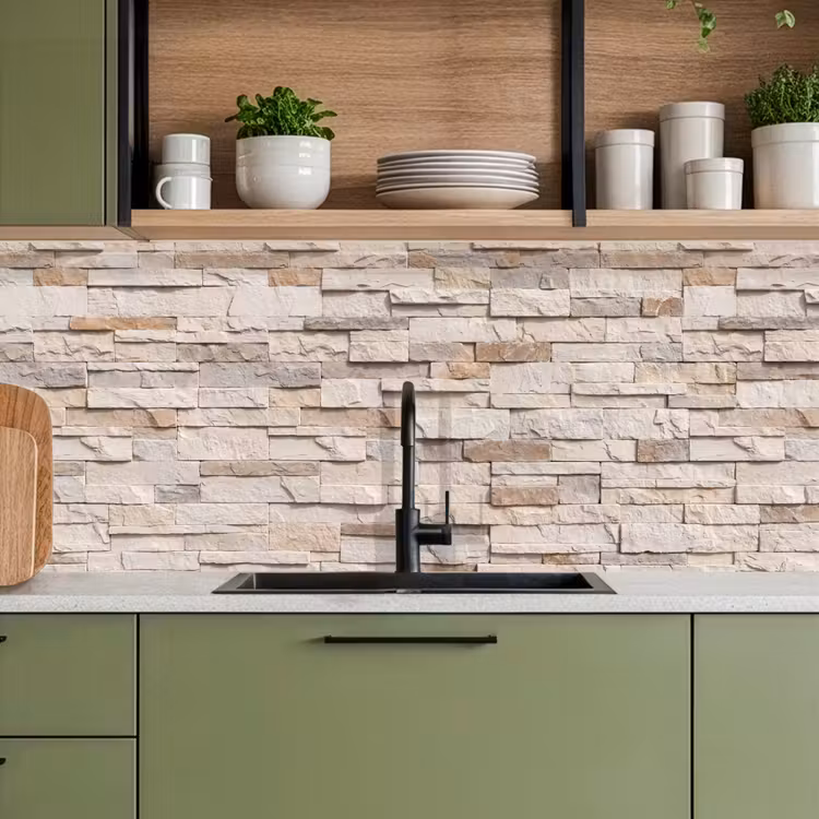 Steen - Muur - Textuur - Rustiek - Beige keuken achterwand 2 middel -sfeer3