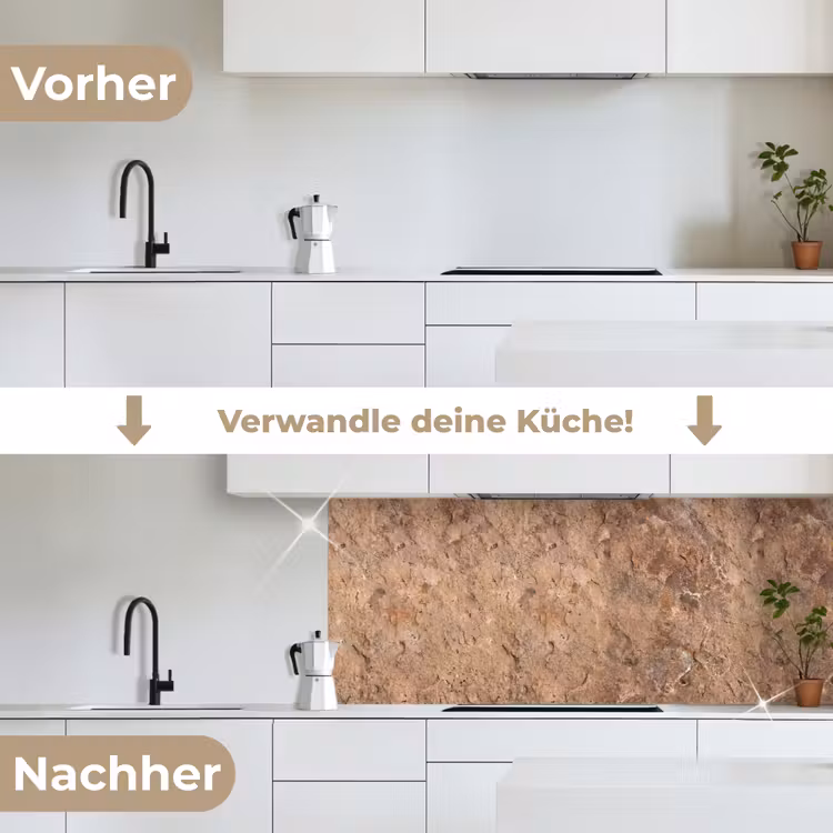 Steen - Natuur - Textuur - Abstract - Bruin keuken achterwand 2 middel -voor-na_DE