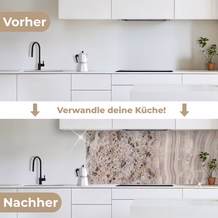 Steen - Textuur - Abstract - Beige - Wit keuken achterwand 2 middel -voor-na_DE