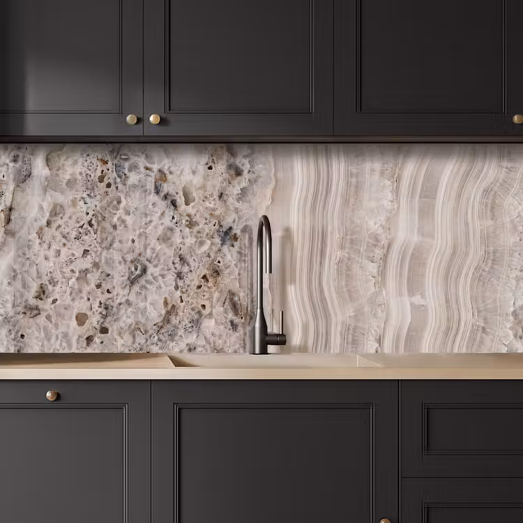 Steen - Textuur - Abstract - Beige - Wit keuken achterwand 2 middel -sfeer1