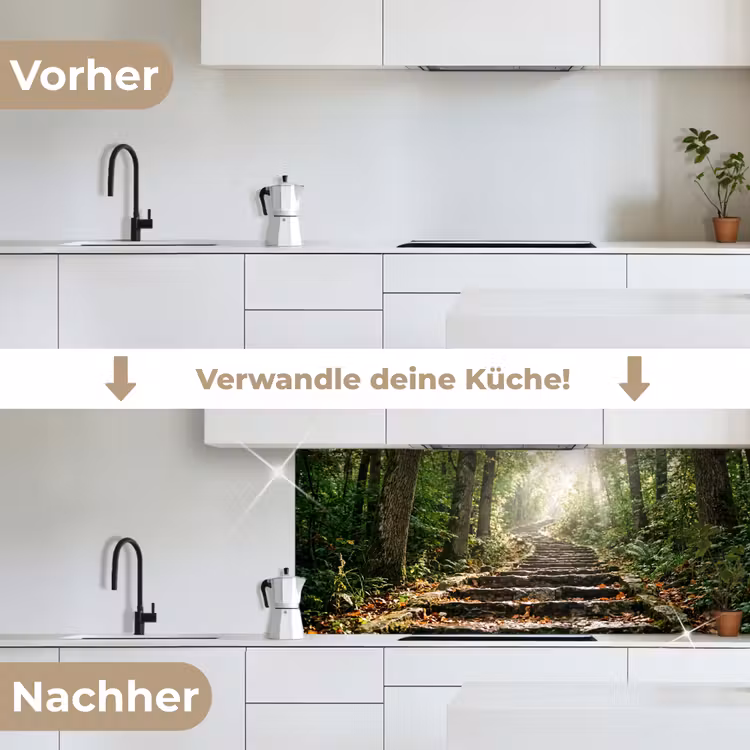 Stenen - Trap - Bos - Natuur keuken achterwand 2 middel -voor-na_DE