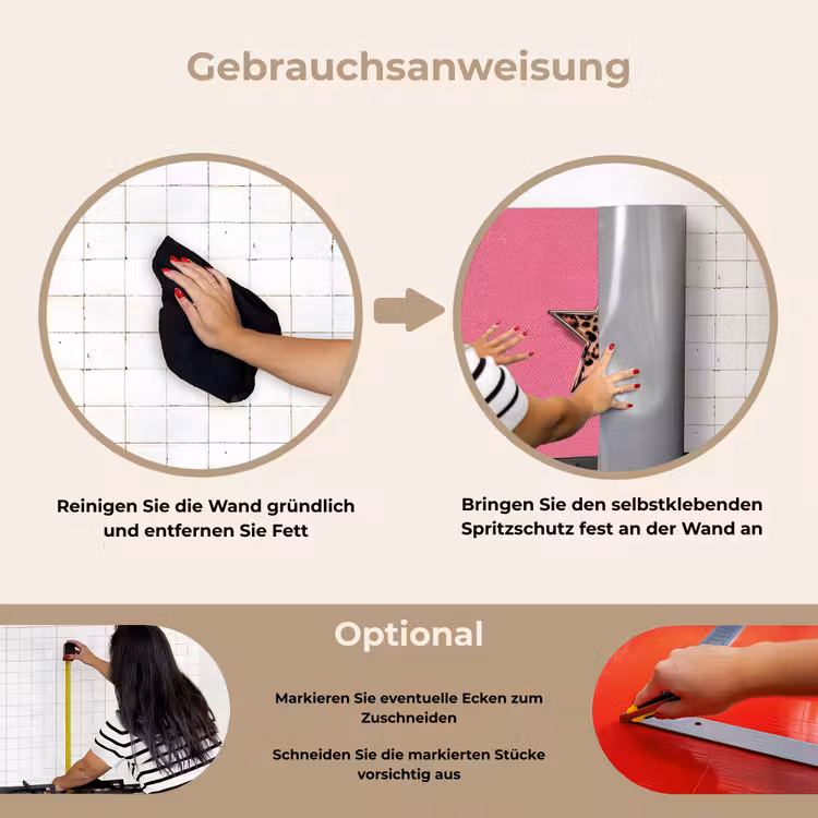 Ster - Luipaard - Print - Roze keuken achterwand spatscherm klein -gebruiksaanwijzing_DE