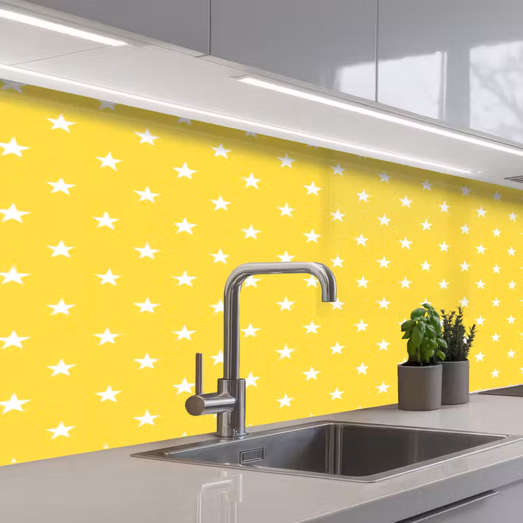 Sterren - Patroon - Minimalistisch - Geel keuken achterwand 2 middel 871 -3d_schuin