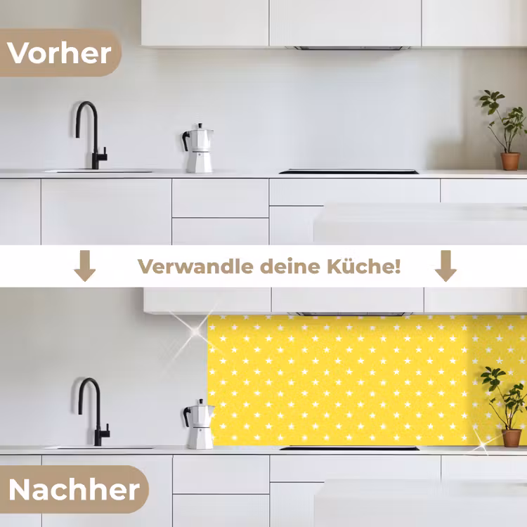 Sterren - Patroon - Minimalistisch - Geel keuken achterwand 2 middel 871 -voor-na_DE