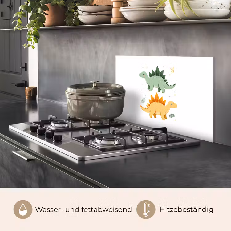 Sterren - Stegosaurussen - Blaadjes - Groen keuken achterwand spatscherm klein -usp_DE