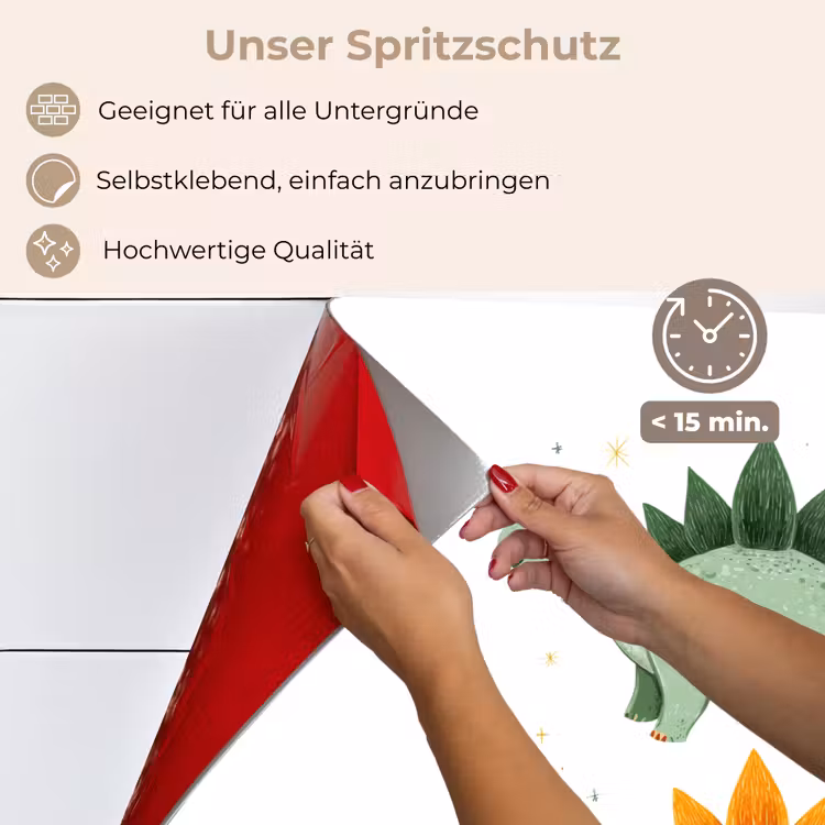 Sterren - Stegosaurussen - Blaadjes - Groen keuken achterwand spatscherm klein -spatscherm_DE