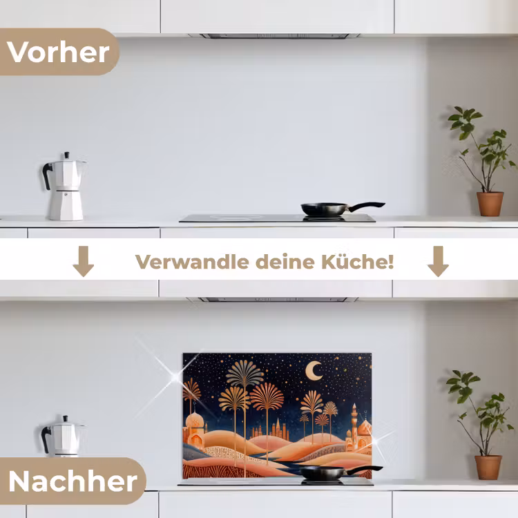 Sterrenhemel - Palmen - Rivier keuken achterwand spatscherm klein -voor_na_DE