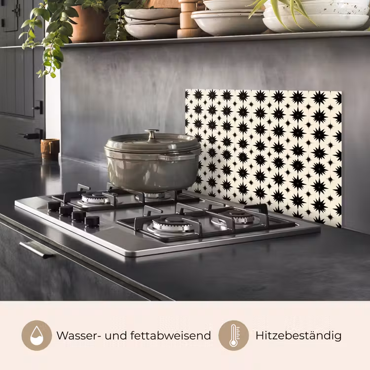 Stervormen - Geometrisch - Zwart keuken achterwand spatscherm klein 900 -usp_DE