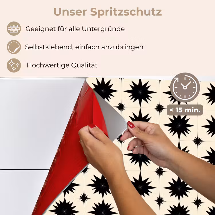 Stervormen - Geometrisch - Zwart keuken achterwand spatscherm klein 900 -spatscherm_DE