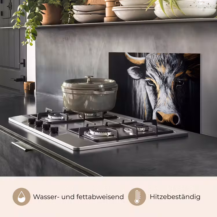 Stier - Hoorns - Snuit - Goud keuken achterwand spatscherm klein -usp_DE