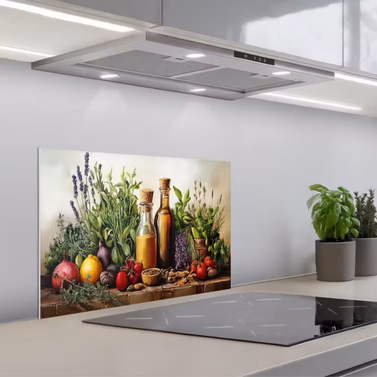 Stilleven - Kruiden - Specerijen - Fruit - Kleurrijk keuken achterwand spatscherm klein -3d_schuin