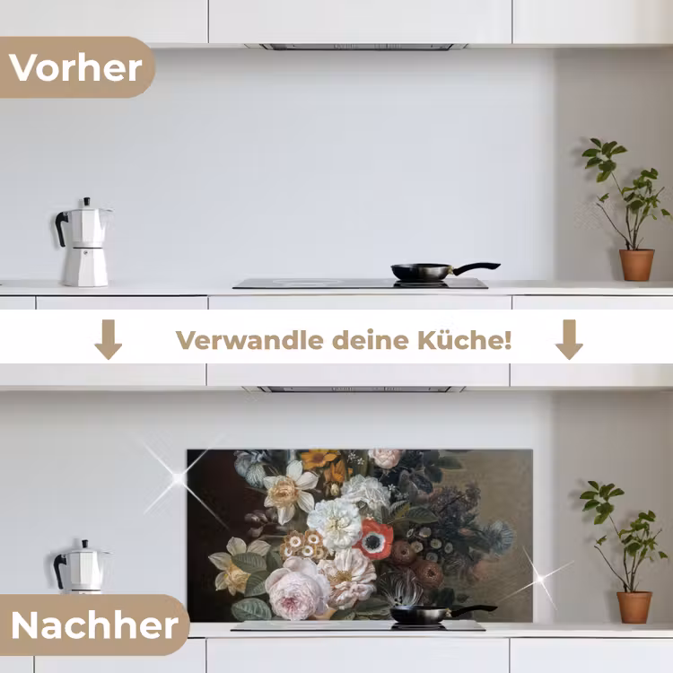 Stilleven met bloemen - Schilderij van Eelke Jelles Eelkema keuken achterwand spatscherm middel -voor_na_DE